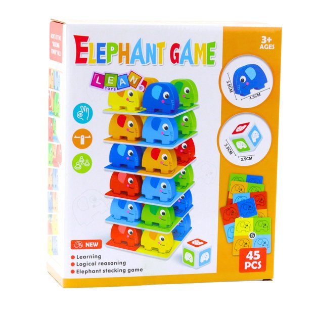 Family Arcade Game Elephant Tower Stacking 45 pcs. 2