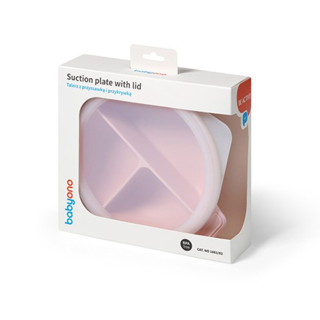 1661/02 SILICONE PLATE WITH SUCTION CUP AND COVER PINK 2