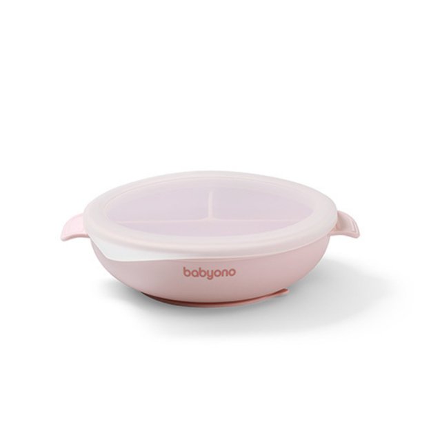 1661/02 SILICONE PLATE WITH SUCTION CUP AND COVER PINK