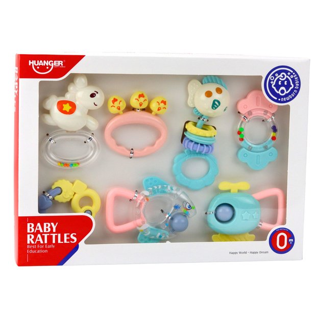 Set of Rattles and Teethers for Babies Pastel Colors 7 pcs. 4