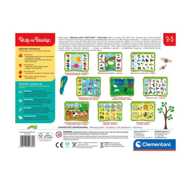 Talking Pen 500 Questions: Animals Play and Learn Polish Language Clementoni 50781 3