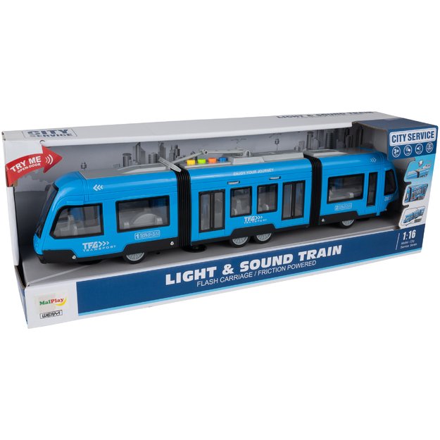 Toy tram with light and sound effects (1:16 scale)