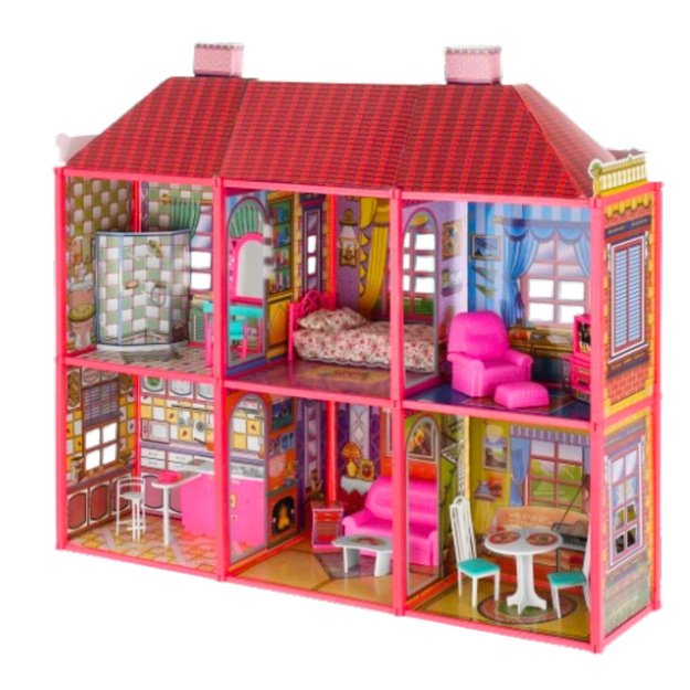 Lėlių namai - Didelė vila su baldais + NEMOKAMA LĖLĖ 12