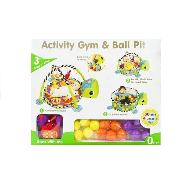 Kūdikių vėžliukų lavinamasis kilimėlis 3in1 su kamuoliukais 12