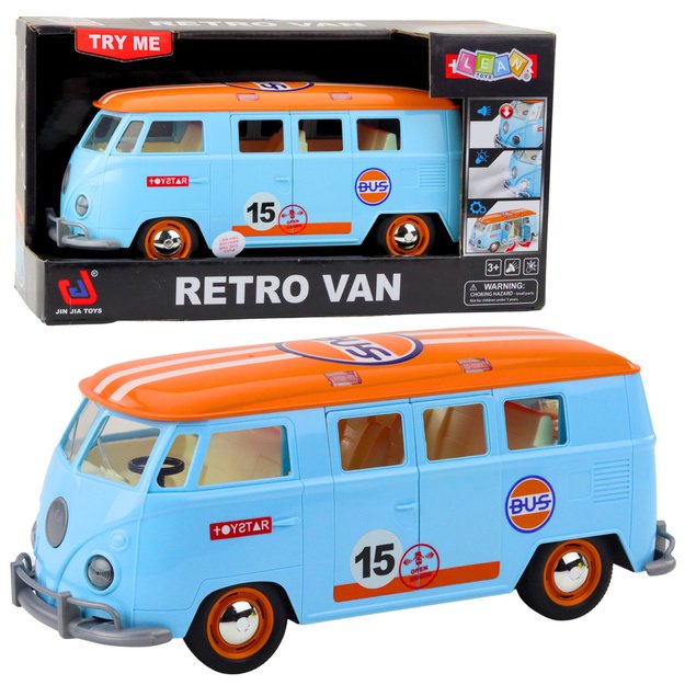 Retro Car Van Bus Lights Sounds Opening Doors Blue