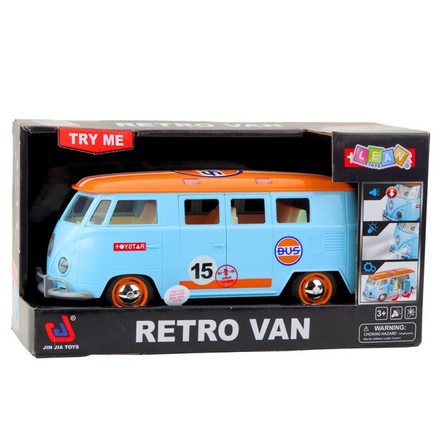 Retro Car Van Bus Lights Sounds Opening Doors Blue 2