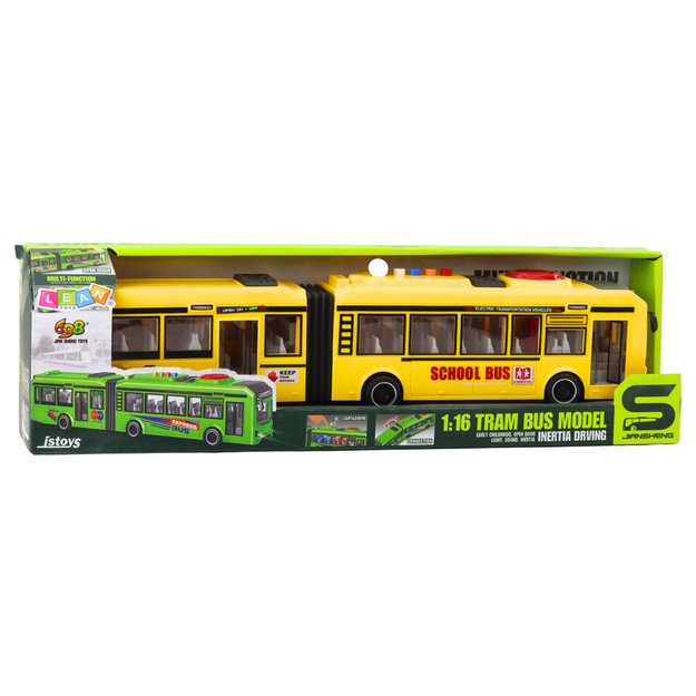 Articulated School Bus Opening Doors Lights Sounds Yellow 1:16 3