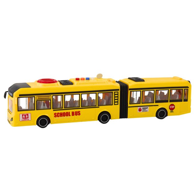Articulated School Bus Opening Doors Lights Sounds Yellow 1:16 1