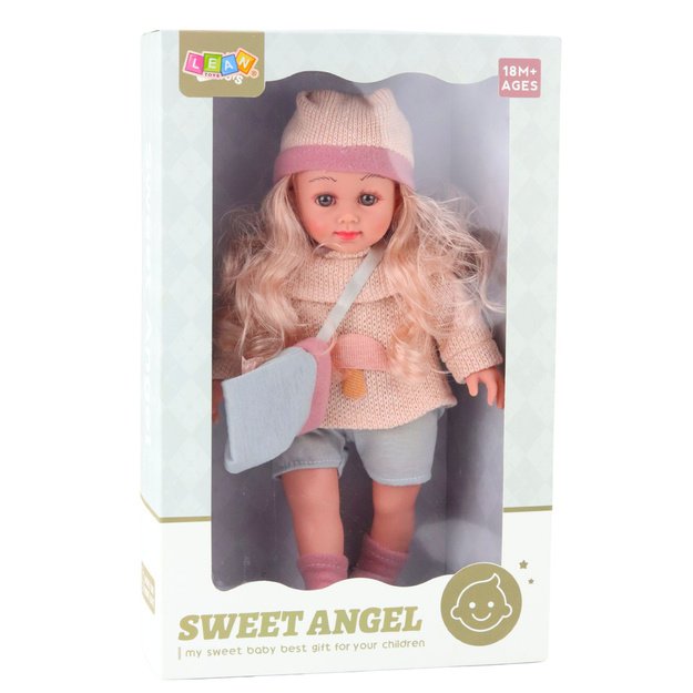 Sweet Angel Doll in a Woolen Sweater with a Mushroom, Bag, and Hat, 36cm 2