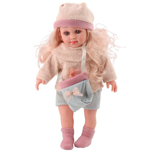 Sweet Angel Doll in a Woolen Sweater with a Mushroom, Bag, and Hat, 36cm 1