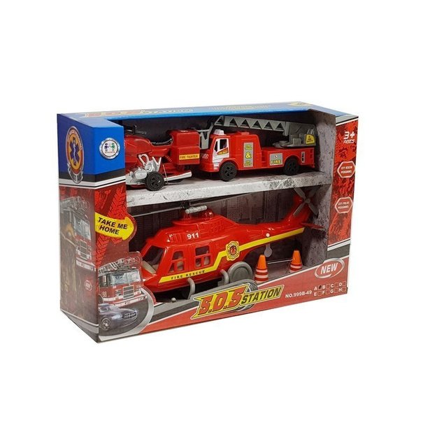 Gaisrinės brigados transporto priemonių rinkinys Sraigtasparnio variklio šviesos garsai 10