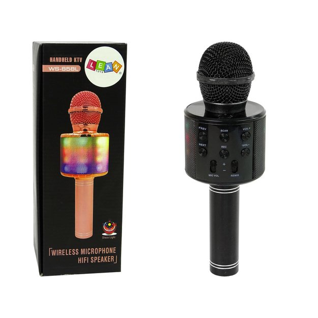 Wireless Microphone USB Speaker Karaoke Recording Model WS-858 Black