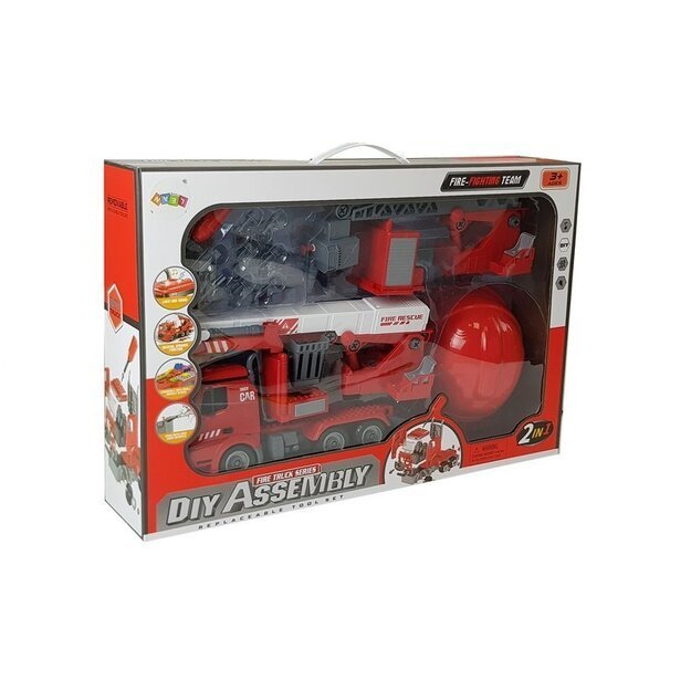 "pasidaryk pats" gaisrinių automobilių 2in1 rinkinys Nuimami keltuvai Atsuktuvas Garsas Šviesos efektai Šalmas 1