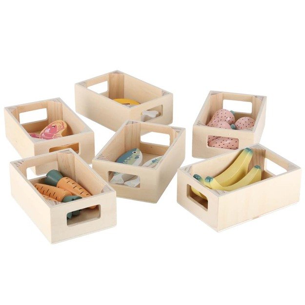 MEDINĖ VAIKIŠKA PARDUOTUVĖ SU KASOS APARATU – INTERAKTYVUS SUPERMARKETO RINKINYS 8