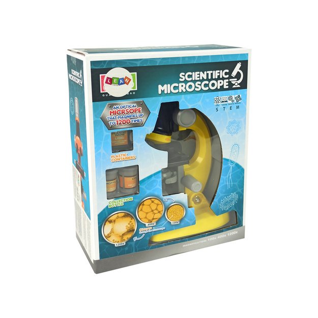 Mikroskopas mokslininkui mokomasis rinkinys geltonas 100x 400x 1200x 6