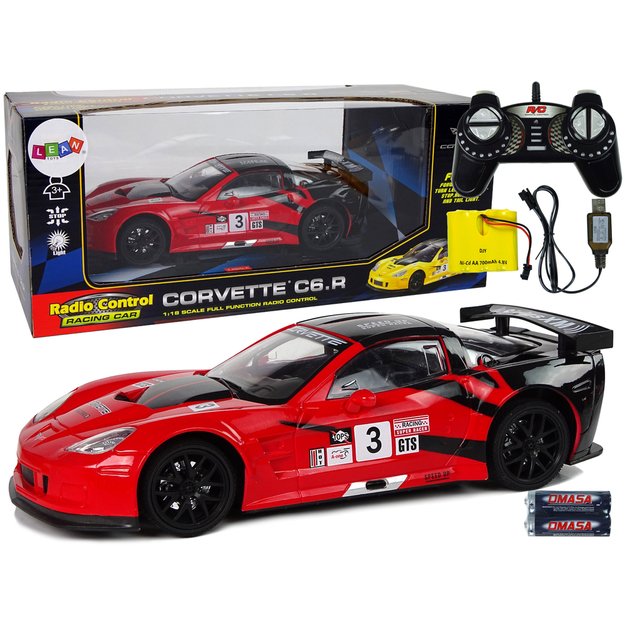 Lenktyninis sportinis automobilis R/C 1:18 Corvette C6.R Red 2.4 G Lights