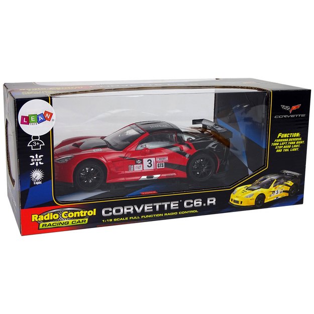 Lenktyninis sportinis automobilis R/C 1:18 Corvette C6.R Red 2.4 G Lights 1