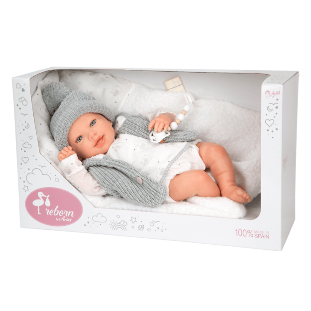 Arias Reborn kūdikėlis su pilkais rūbeliais, Daniela, 45 cm 7