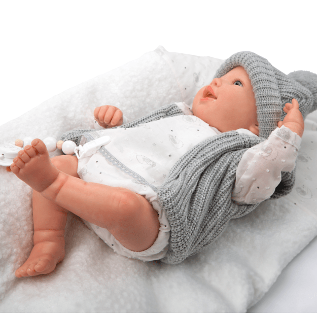 Arias Reborn kūdikėlis su pilkais rūbeliais, Daniela, 45 cm 14