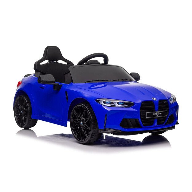 BMW M4 akumuliatoriaus automobilis, nudažytas mėlyna spalva