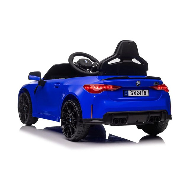 BMW M4 akumuliatoriaus automobilis, nudažytas mėlyna spalva