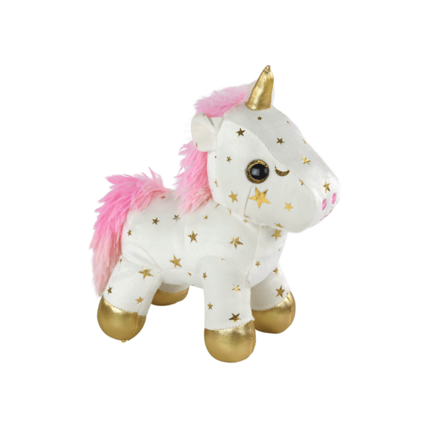 Unicorn Plush Sleeping Animal Lullaby White With Stars Set