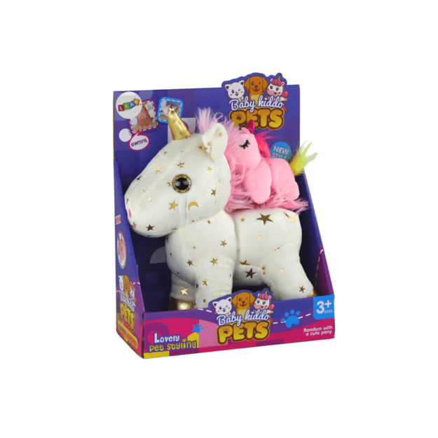 Unicorn Plush Sleeping Animal Lullaby White With Stars Set