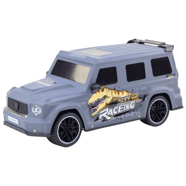 RC nuotolinio valdymo automobilis su dinozauru, 1:10 mastelio, pilkos spalvos 6