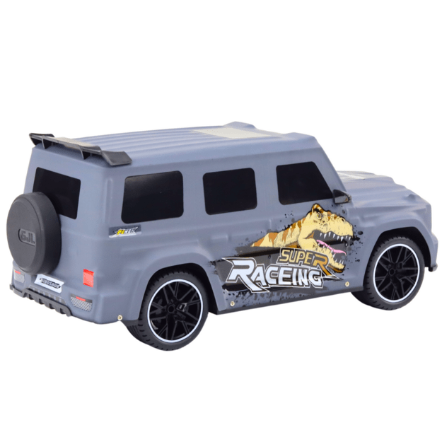 RC nuotolinio valdymo automobilis su dinozauru, 1:10 mastelio, pilkos spalvos 2