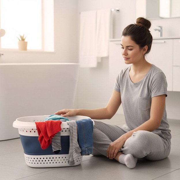 Skalbinių krepšys sulankstomas silikoninis didelis krepšys 32L 10