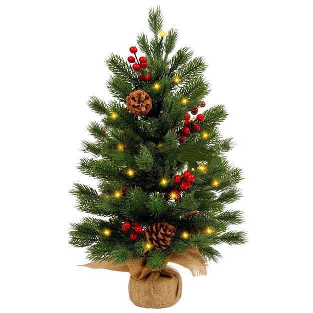 Decorative Christmas Tree, Artificial Red Rowan, LED Lights, 60 x 20 cm 1