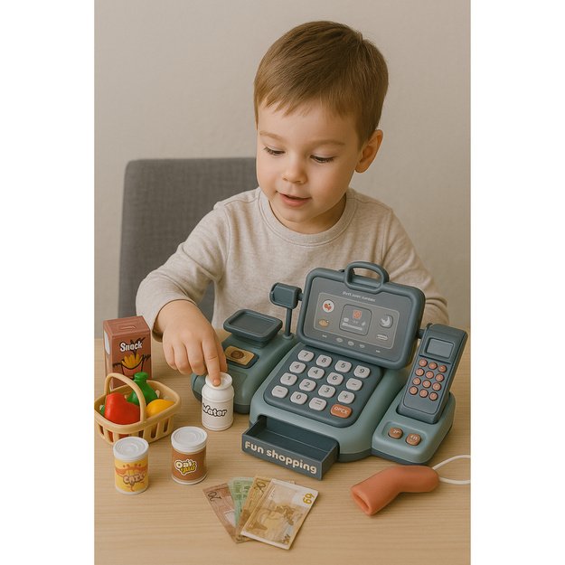 Set of Cash Register Groceries Scanner Basket 24 El