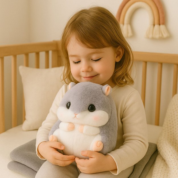 Plush Hamster Hand Warmer Blanket 100 x 90 cm 3in1 Gray 35cm 3