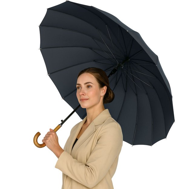 Large Automatic Umbrella with Arm Cover 24-Rib Black 115 cm 3