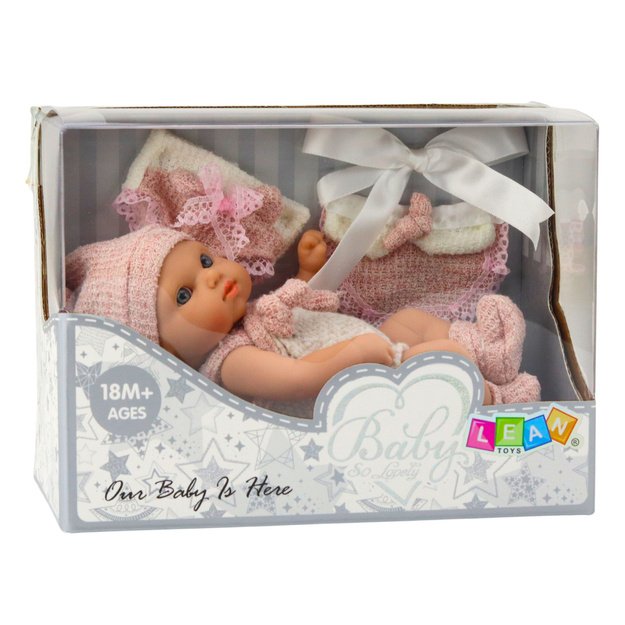 Baby Doll, Pink Outfit, Hat, Bib, 18 cm 5