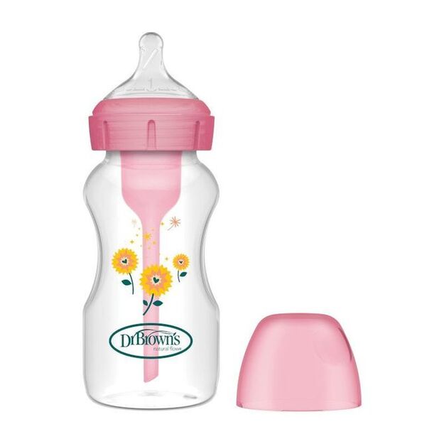 WB91801 WIDE NECK BOTTLE 270ML OPTIONS PLUS SUNFLOWERS PINK