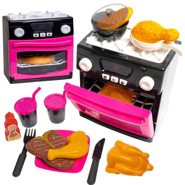 Spielküche mit Backofen, Lebensmitteln, Lichtern, Geräuschen, Rosa 4