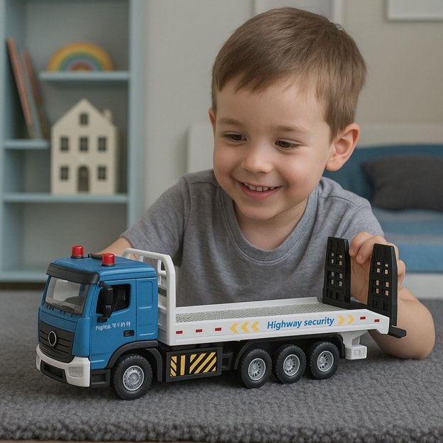 Transport Truck Tow Truck Moving Platform Lights Sounds 4