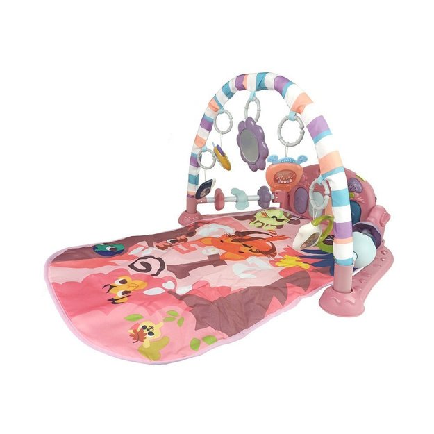 Baby Mat with Foam Rattles Teething Ring Mirror Sound Pink 2
