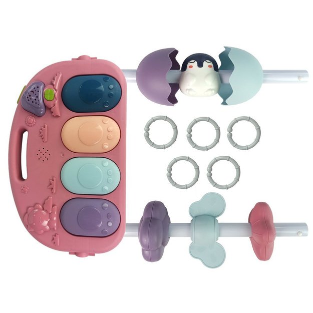 Baby Mat with Foam Rattles Teething Ring Mirror Sound Pink 3