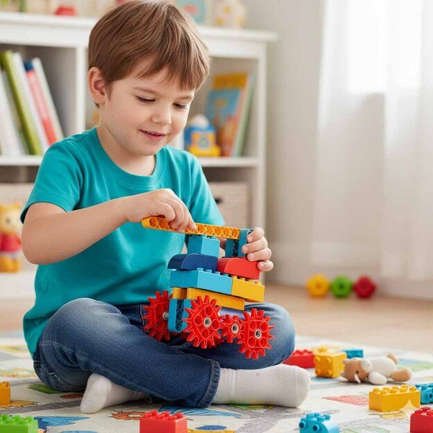 Statybinės kaladėlės, judančios su varikliu 116 vnt. 11