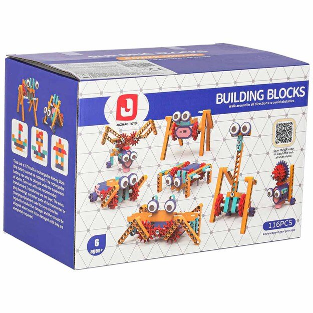 Statybinės kaladėlės, judančios su varikliu 116 vnt. 12