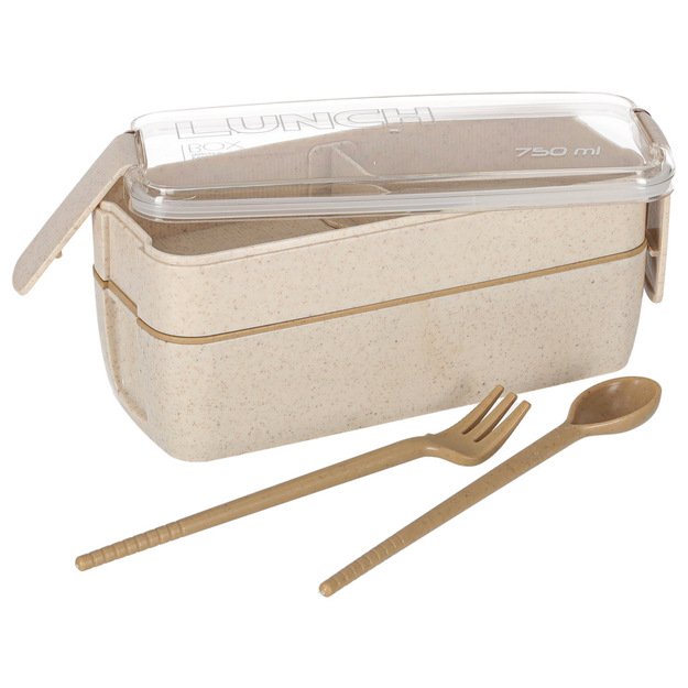 Pusryčių dėžutė pusryčių dėžutė su skyreliais, padalinta į skyrius 750ml, smėlio spalvos 8