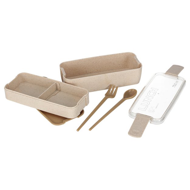 Pusryčių dėžutė pusryčių dėžutė su skyreliais, padalinta į skyrius 750ml, smėlio spalvos 9