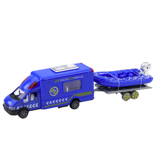 Police Rescue Car Boat Truck Helicopter Blue Set 1