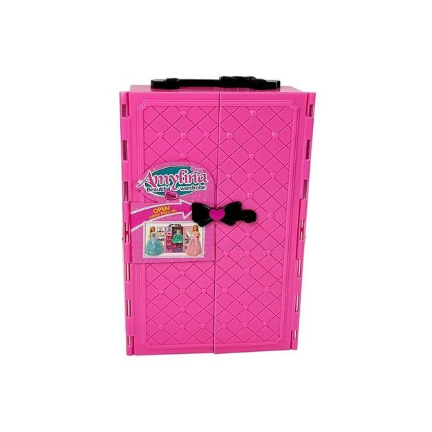 Doll Set Boy Girl Wardrobe Dressing Room Clothes in a Suitcase 4