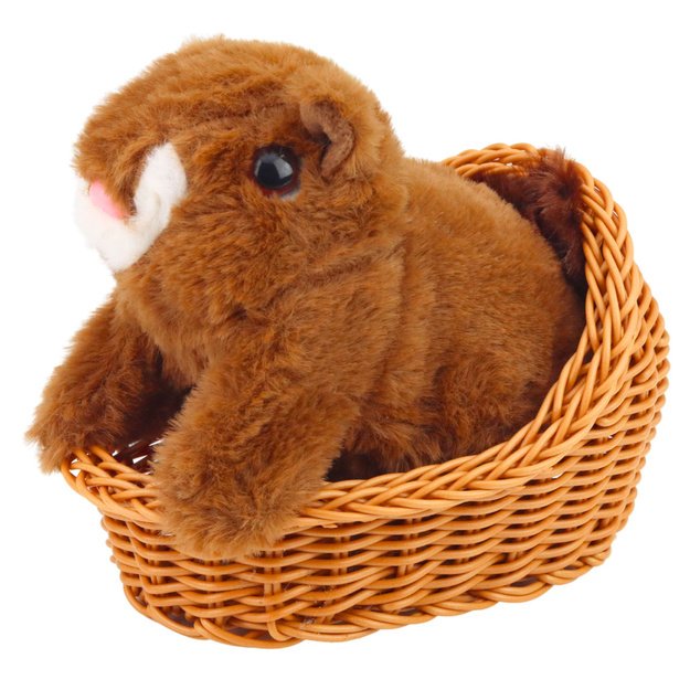 Interaktyvi pliušinė voveraitė krepšelyje su vaikščiojimo ir garso efektais, ruda 3