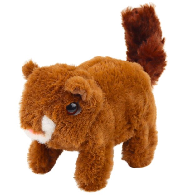 Interaktyvi pliušinė voveraitė krepšelyje su vaikščiojimo ir garso efektais, ruda 1