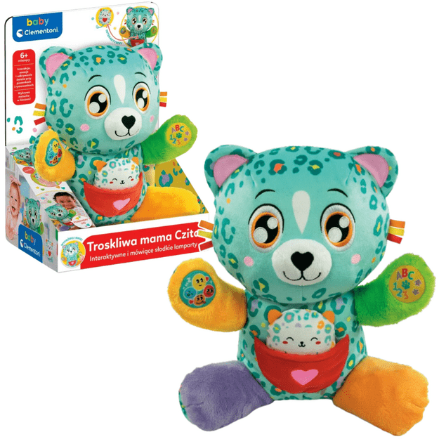 Interaktyvūs saldūs leopardai Rūpestinga mama Čita lenkų kalba Clementoni 50935