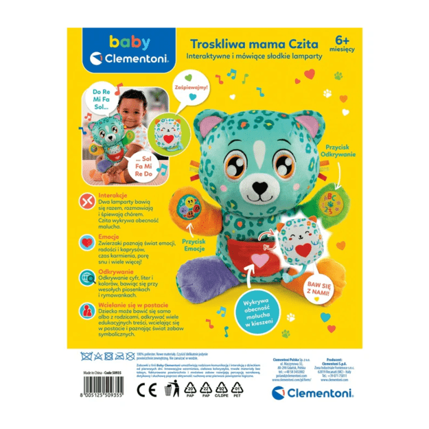 Interaktyvūs saldūs leopardai Rūpestinga mama Čita lenkų kalba Clementoni 50935 6